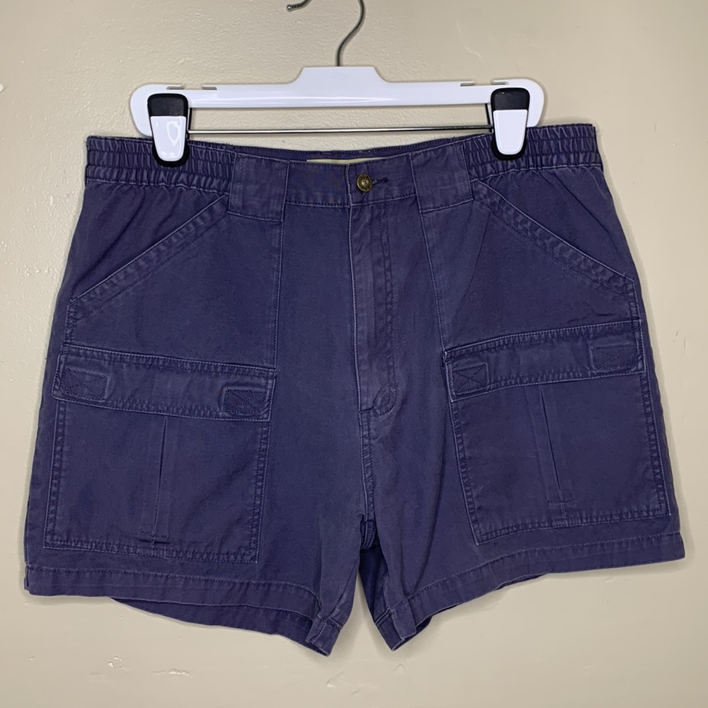 CABELA’S OUTDOOR Shorts Blue Gray Cotton Cargo Elastic Waistband Camping